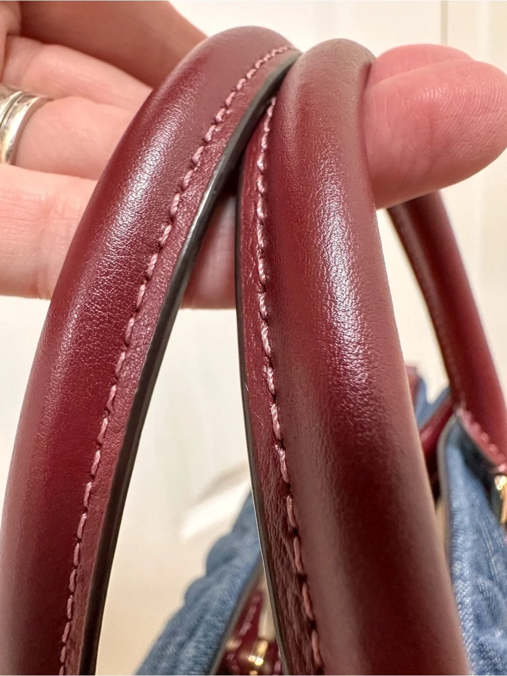 Coach Sage Carryall Quilted Denim Leather Satchel Crossbody